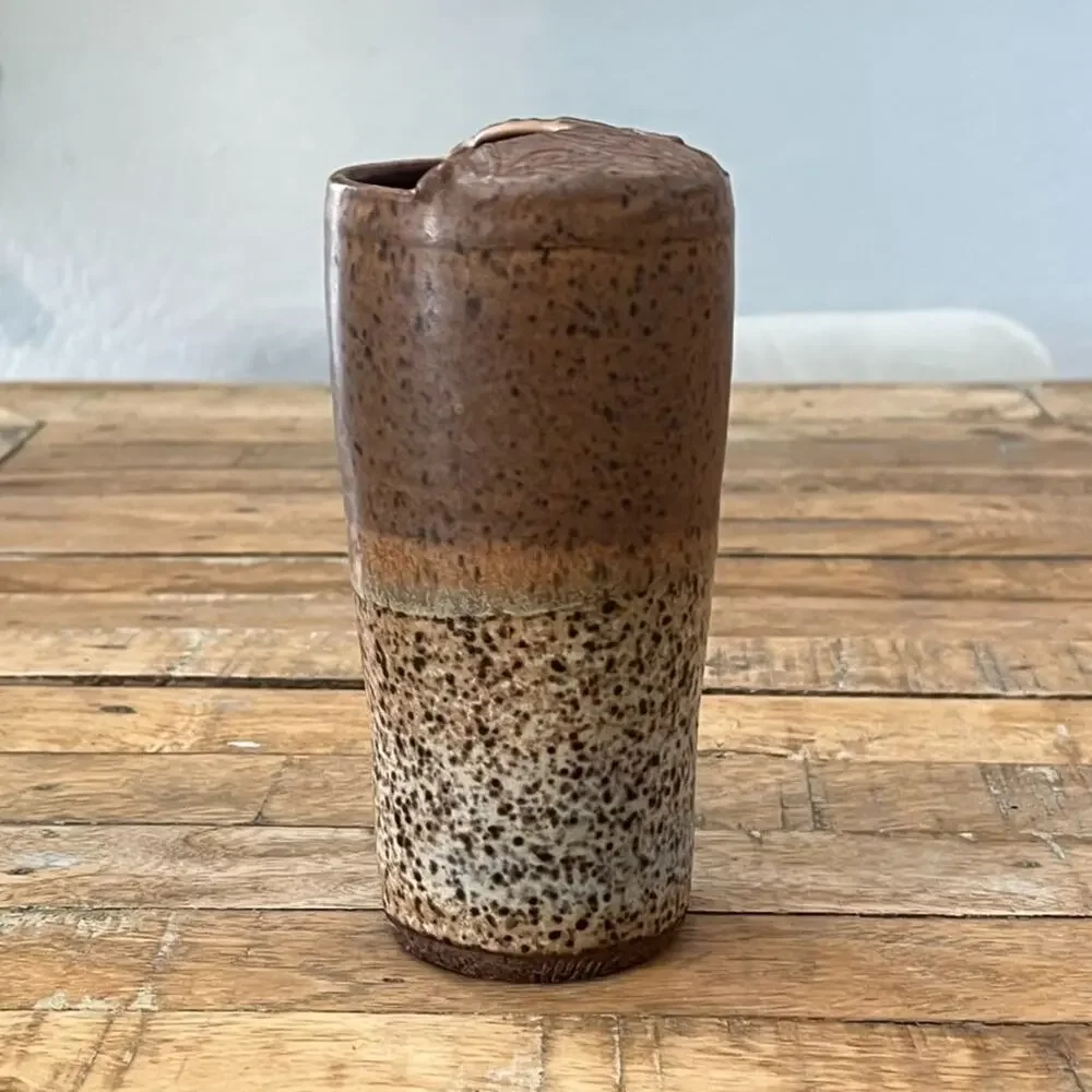 Handcrafted Travel Cup, To Go Cup Ceramic Vase 6.5